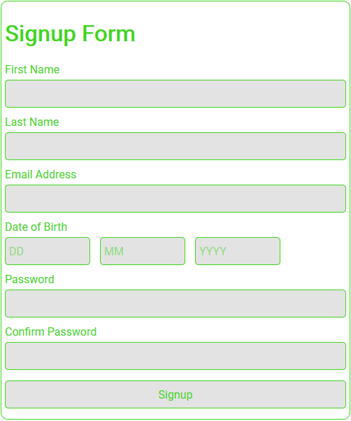 signup form